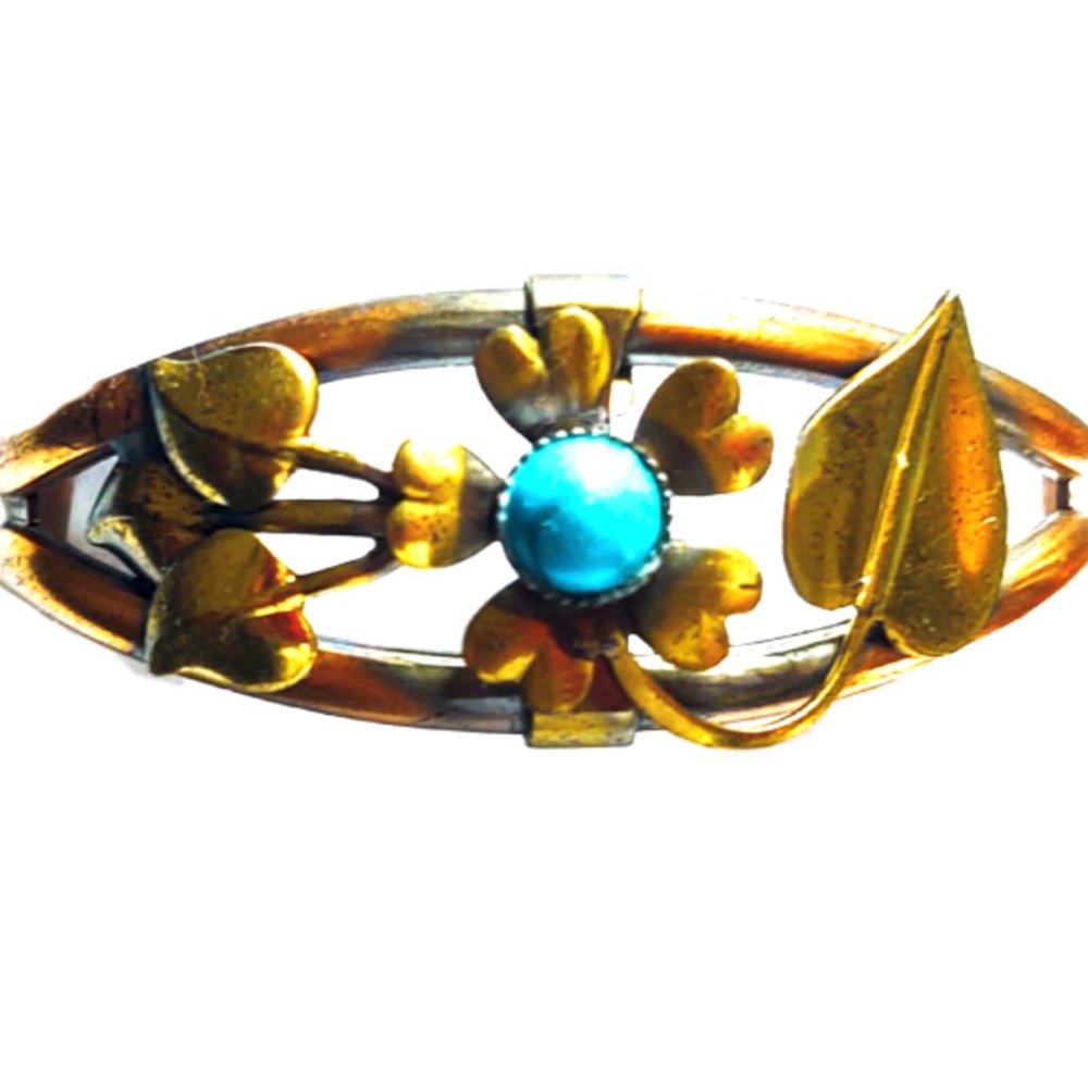 Antique Copper & Brass Floral Cuff Bracelet